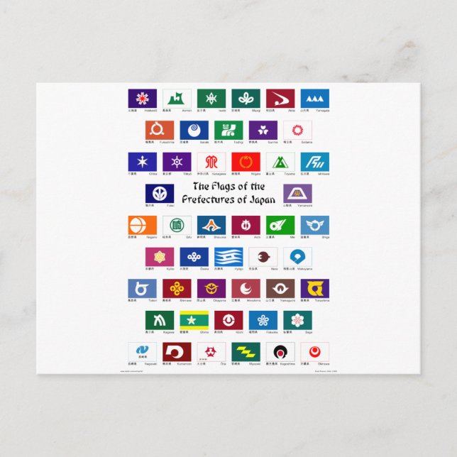 Cartão Postal Bandeiras das Prefeituras do Japão (Frente)