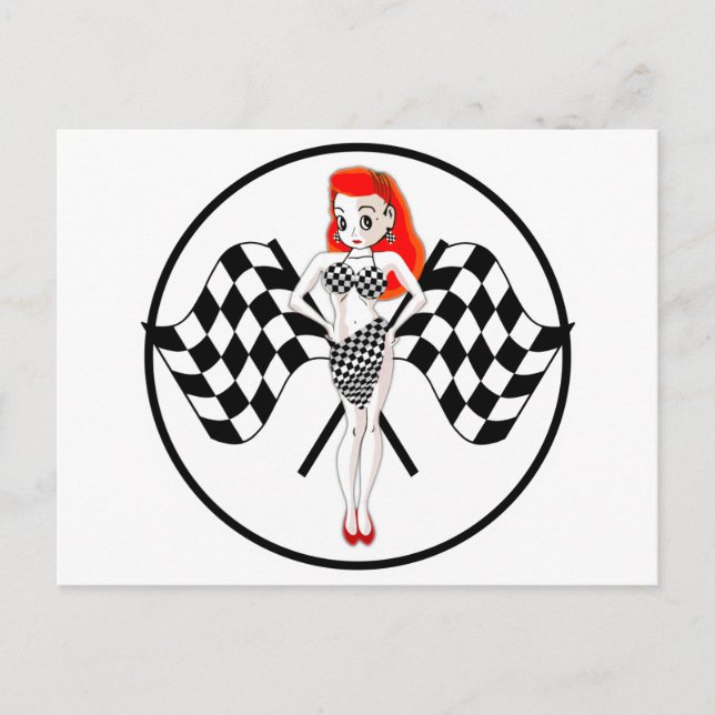 Cartão Postal Bandeiras de Corrida da Peggy Pitstop (Frente)