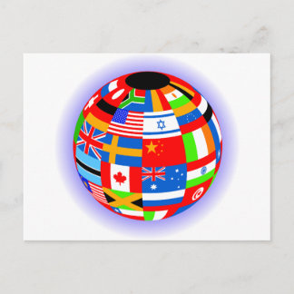 Cartão Postal bandeiras internacionais globo terra