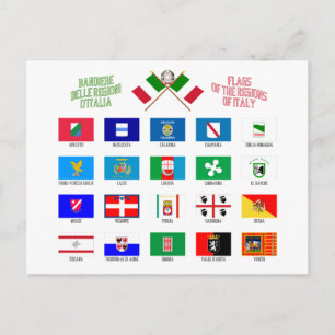 Cartão Postal Bandeiras regionais da Itália