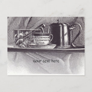 Cartão Postal Bandeja de chá do vintage