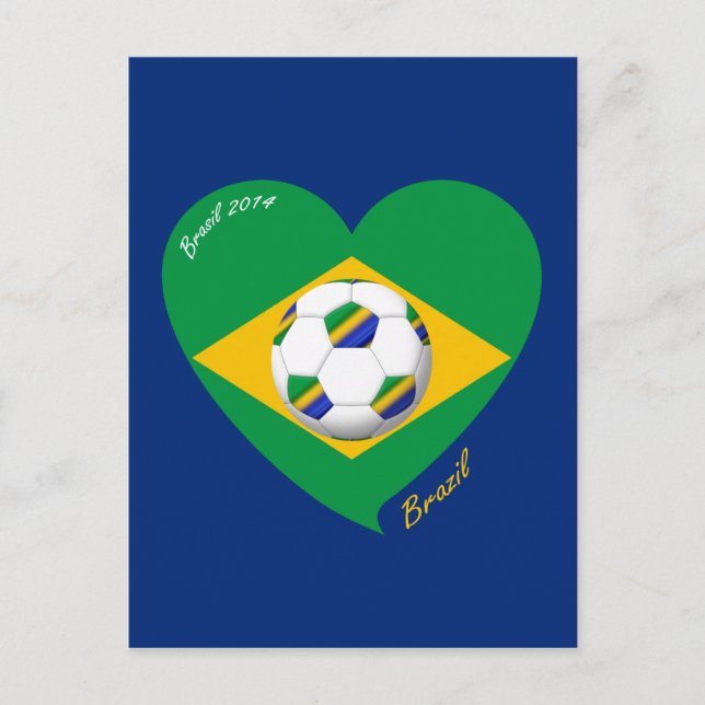 Cartão Postal Bandera do BRASIL FÚTBOL equipo nacional 2014 (Frente)