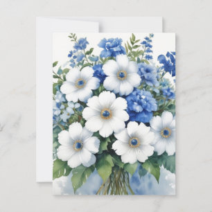 Cartão Postal Bando de Flores de Aquarela Elegante