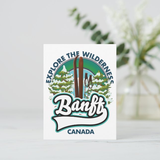 Cartão Postal banff canadá para esqui logotipo (Em pé/Frente)