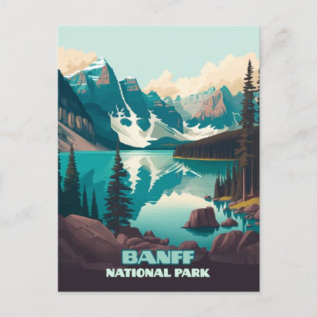 Cartão Postal Banff National Park Moraine Lake Retro (Frente)