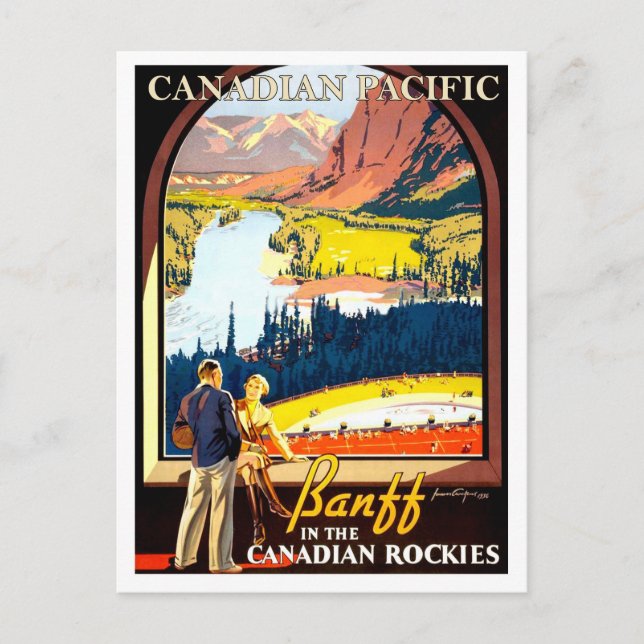 Cartão Postal Banff nos foguetes canadenses, viagens vintage (Frente)