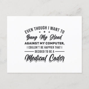 Cartão Postal Bang My Head Medical Coder Programmer ICD