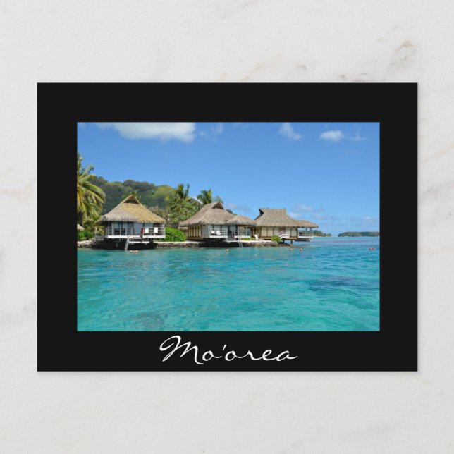 Cartão Postal Bangalows de férias sobre a água de Moorea (Frente)