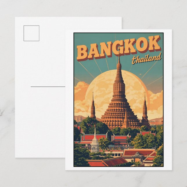 Cartão Postal Bangkok city  Wat Arun - Thailand travel gifts (Frente/Verso)