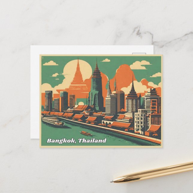 Cartão Postal Bangkok, Tailândia (Frente/Verso In Situ)