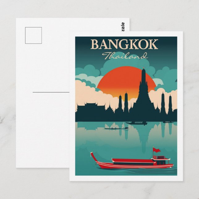 Cartão Postal Bangkok Tailândia Antigo Local de Viagem Famoso (Frente/Verso)