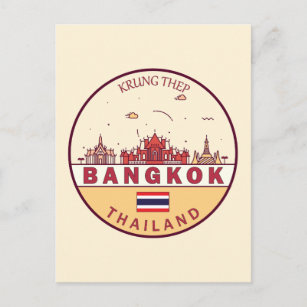 Cartão Postal Bangkok Tailândia Cidade do Skyline Emblem