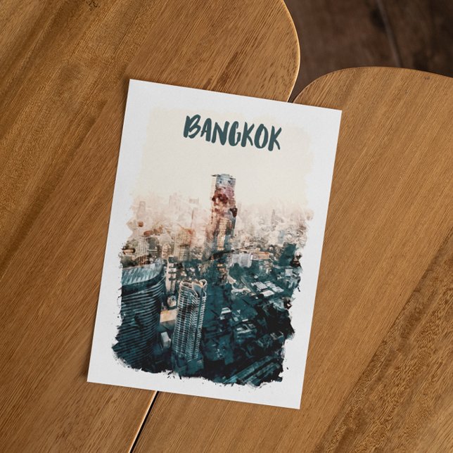 Cartão Postal Bangkok Tailândia Cityscape Watercolor (thailand bangkok cityscape postcard)