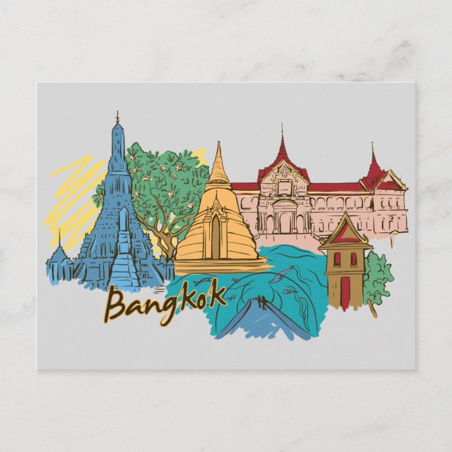 Cartão Postal Bangkok, Viagem da Cidade Familiar da Tailândia (Frente)