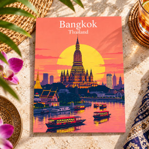 Cartão Postal Bangkok, Viagens vintage vibrante da Tailândia