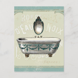 Cartão Postal Banheira de Vintage com Espelho