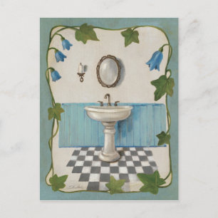 Cartão Postal Banheiro com Borda Floral