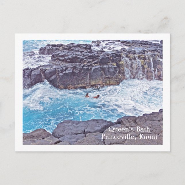 CARTÃO POSTAL, BANHO DA RAINHA/PRINCEVILLE, KAUAI, (Frente)
