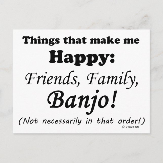 Cartão Postal Banjo me deixa feliz (Frente)