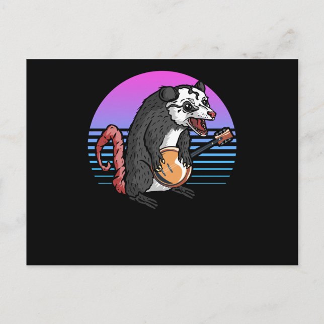 Cartão Postal Banjo Opossum Folk Country Music Lover (Frente)