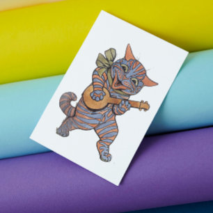 Cartão Postal Banjo Playing Cat