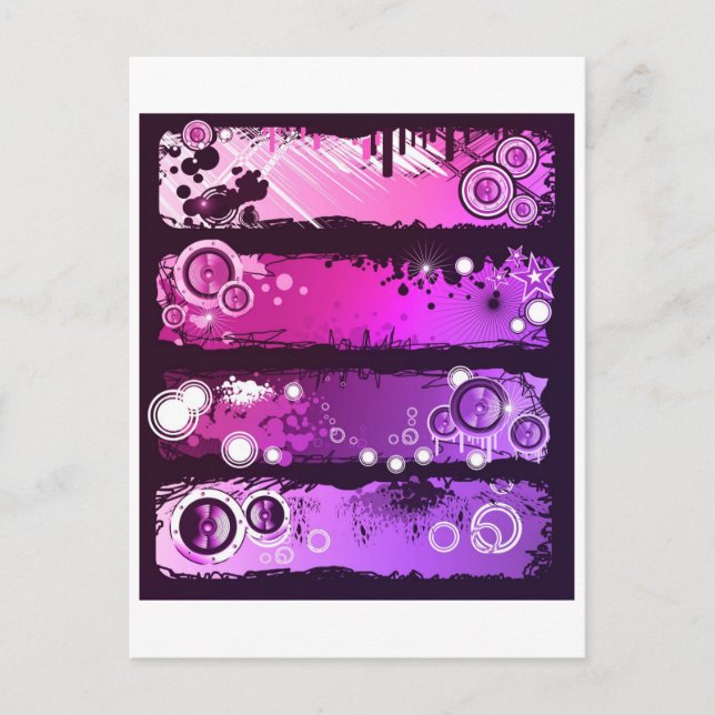 Cartão Postal Banner de Música no Estilo Grunge 3 (Frente)
