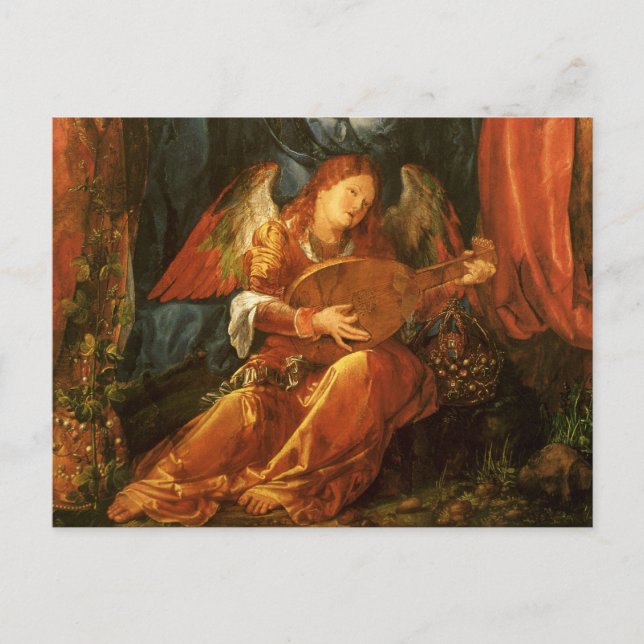 Cartão Postal Banquete do Anjo das Garantes Rosa por Albrecht Du (Frente)