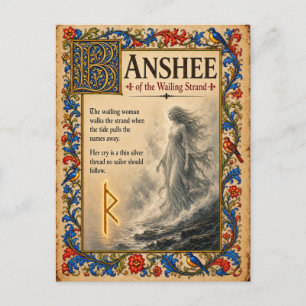 Cartão Postal Banshee, Arte de Bestiário Medieval