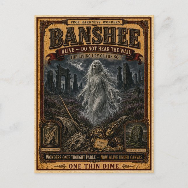 Cartão Postal Banshee, Monstro de Circo Antigo (Frente)