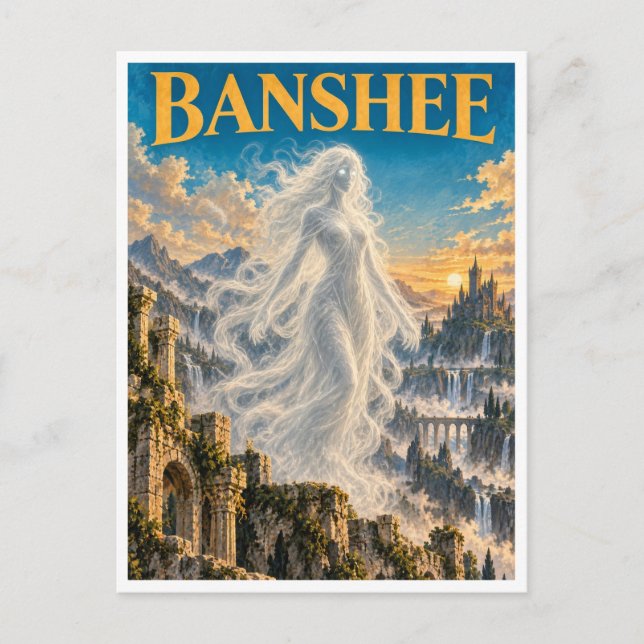 Cartão Postal Banshee, Monstro de Fantasia Gótica (Frente)