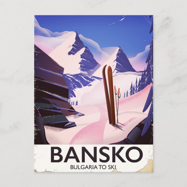 Cartão Postal Bansko Bulgária Para Esquiar (Frente)