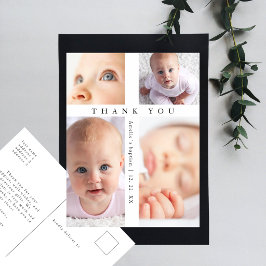 Cartão Postal Baptism Photo Collage Cross Modern Thank You
