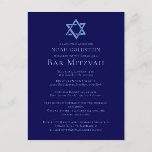Cartão Postal Bar Azul Mitzvah Estrela Artística do Partido Davi