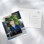 Cartão Postal Bar de Foto Azul do Abstrato Dourado Mitzvah Salve<br><div class="desc">Descubra a requintada fusão de design abstrato e significado cultural neste Bar de Foto Azul Mitzvah Foil Salve o Cartão-Postal de Data. Com um intricado design artístico inspirado pela beleza da herança judaica, este Anúncio irá estabelecer o palco para uma celebração inesquecível que mescla o melhor dos antigos e os...</div>