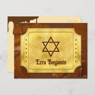 Cartão Postal Bar de tíquete de chocolate Bat Mitzvah Obrigado