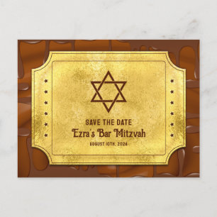Cartão Postal Bar de tíquete de Ouro de Chocolate Mitzvah Salvar