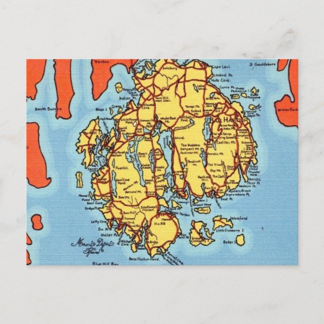 Cartão Postal Bar Harbor - Ilha do Monte Desert  (Frente)