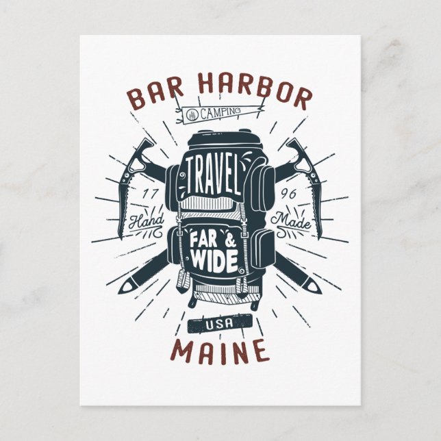 Cartão Postal Bar Harbour Maine Backpack Viagem (Frente)