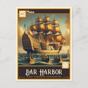 Cartão Postal Bar Harbour, Maine Vintage