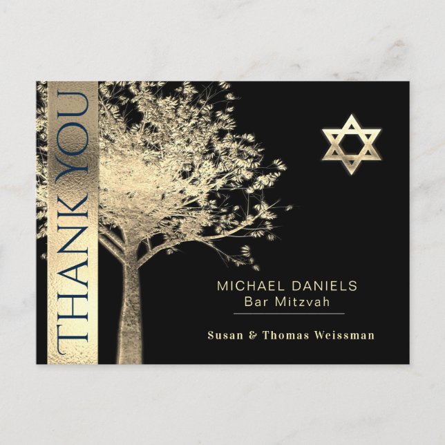 Cartão Postal Bar Mitzvah Obrigado (Frente)
