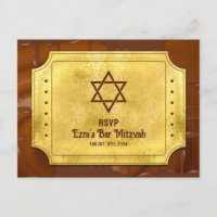 Bar Mitzvah RSVP de Bilhete de Ouro de Chocolate