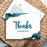 Cartão Postal Bar Mitzvah Turquesa Ágata Script Negrito Obrigado<br><div class="desc">Certifique-se de que o seu show de Bar Mitzvah favorito mostre sua gratidão a todos que apoiaram seu evento marcante! Envie este cartão-postal de agradecimento personalizado, moderno e único. A caligrafia manuscrita em azul-turquesa e a tipografia sans serif em negrito se sobrepõem a um fundo branco simples e limpo com...</div>