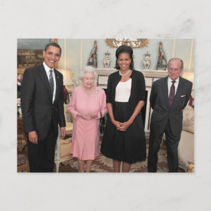 Cartão Postal Barack e Michelle com a Rainha Elizabeth
