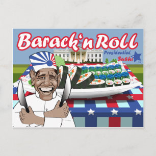Cartão Postal Barack n' Roll do Presidente Sushi