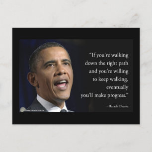 Cartão Postal Barack Obama e Citação "Fazendo Progresso" 