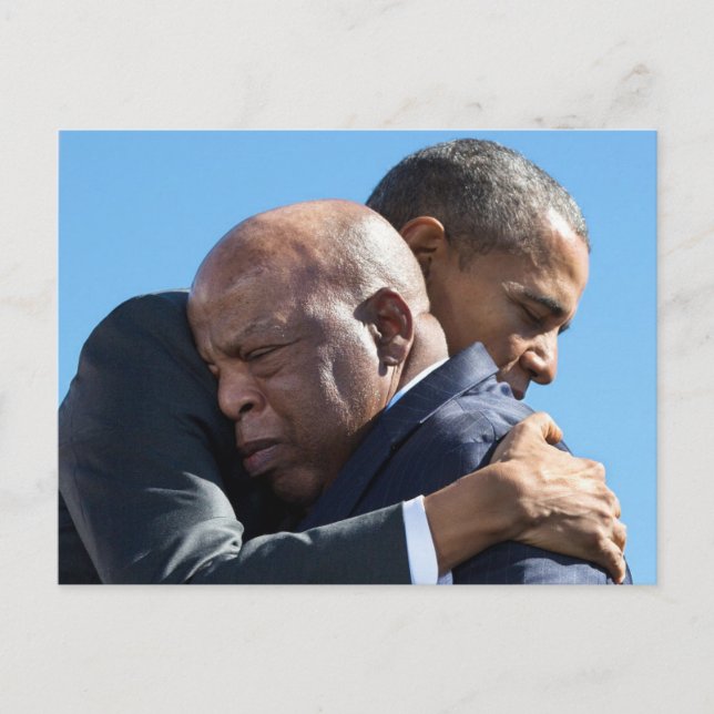 Cartão Postal Barack Obama & John Lewis Hugging (Frente)