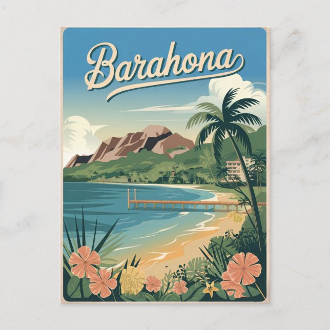 Cartão Postal Barahona República Dominicana Vintage (Frente)