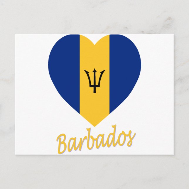 Cartão Postal Barbados Flag Heart (Frente)