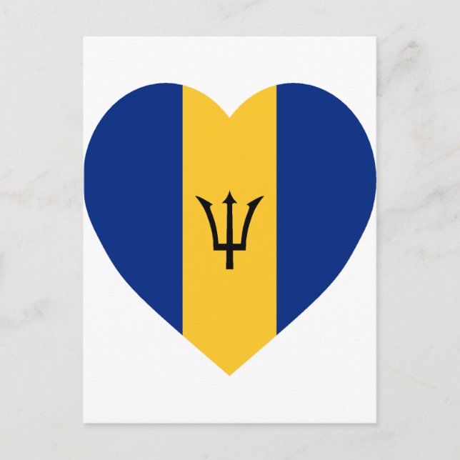 Cartão Postal Barbados Flag Heart (Frente)