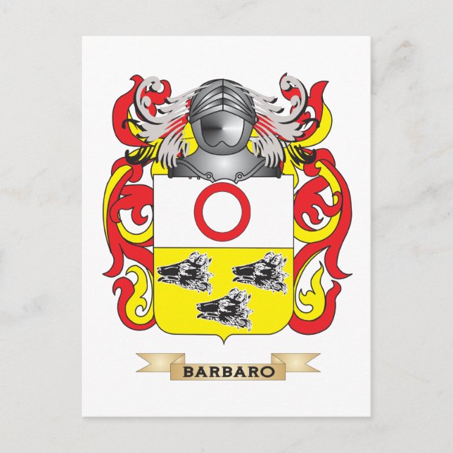 Cartão Postal Barbaro Casaco de Armas (Crest Familiar) (Frente)
